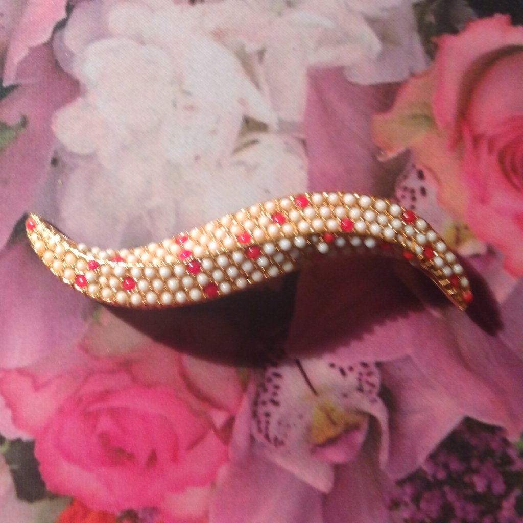 Hattie Carnegie Gold Seed Bead Swirl Brooch Pin